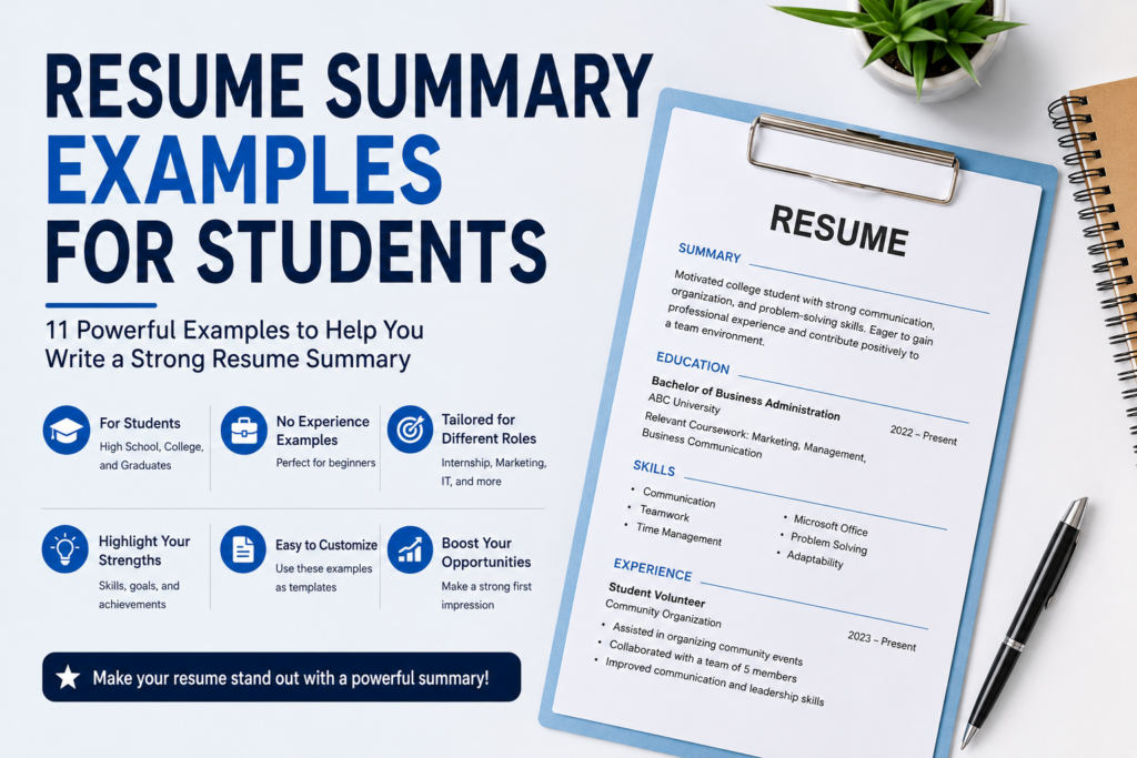 resume summary examples for students in 2026