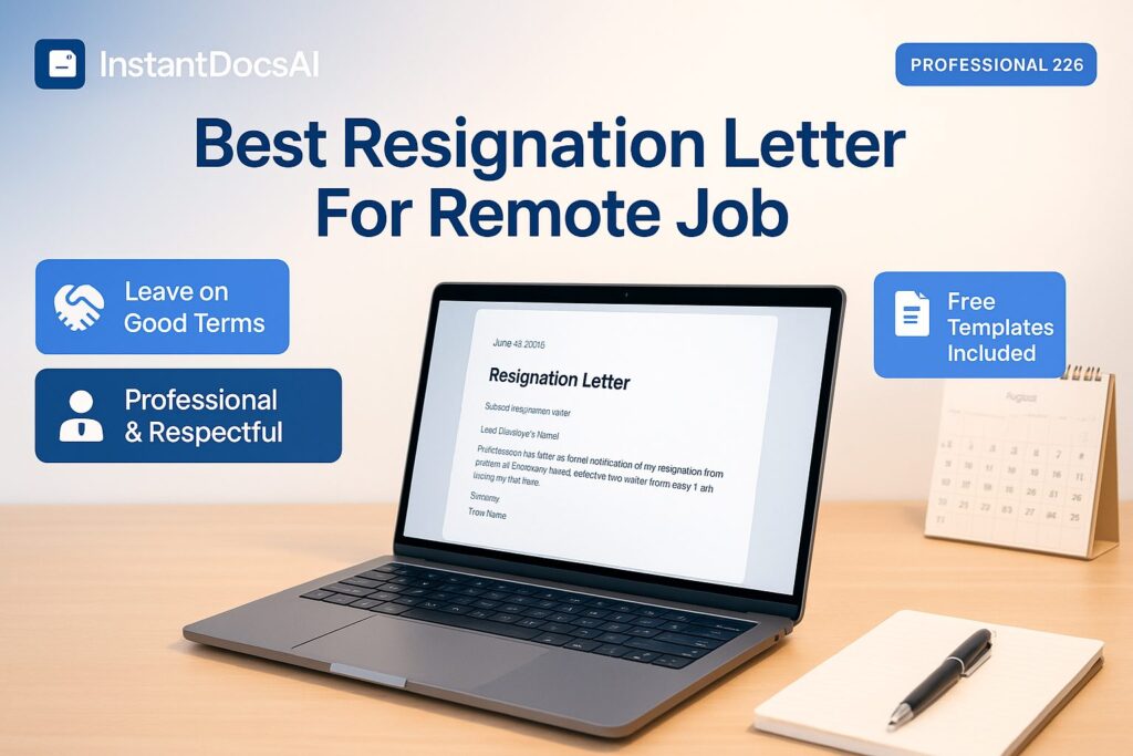Resignation letter example for leaving a remote job