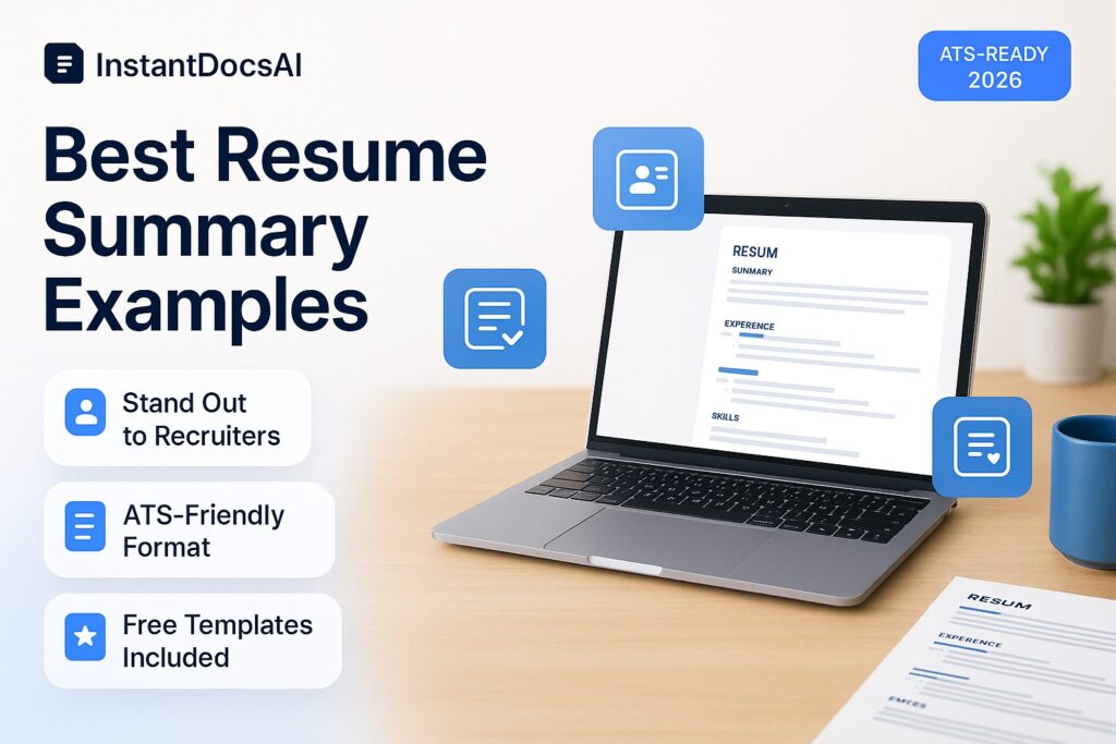 Professional resume summary examples for different jobs and experience levels