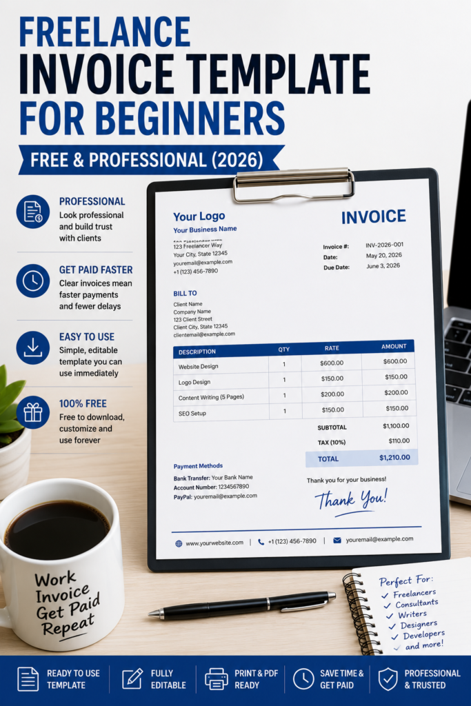 Freelance Invoice Template for Beginners — Free & Professional (2026) 2 freelance invoice template for biginer