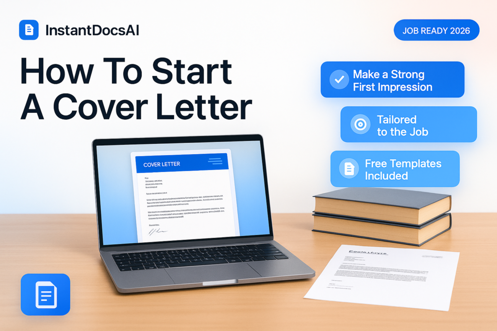 How To Start A Cover Letter:Easy Professional Templates + Tips 2026 2 How To Start A Cover Letter — InstantDocsAI professional guide with templates and examples