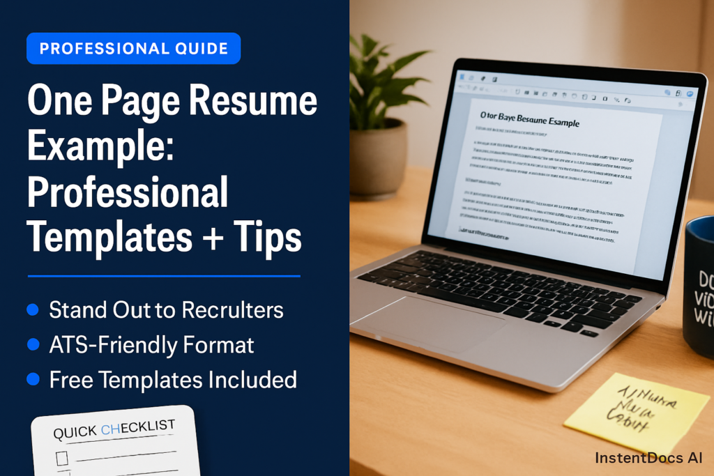one page resume example - professional template and example guide