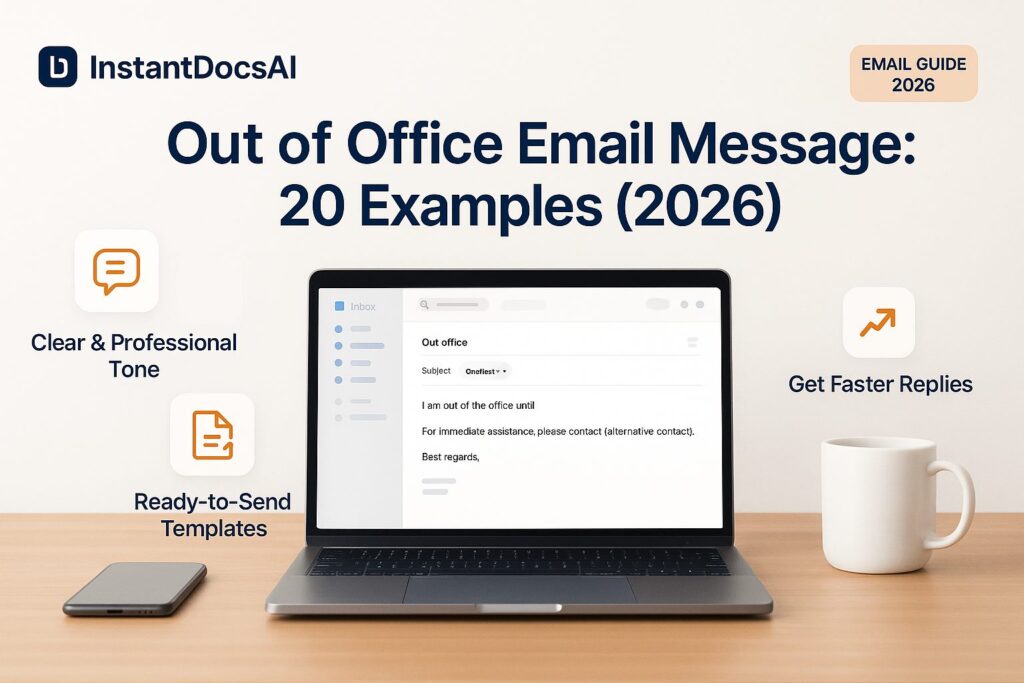 Out of office email message examples for vacation, leave and business travel