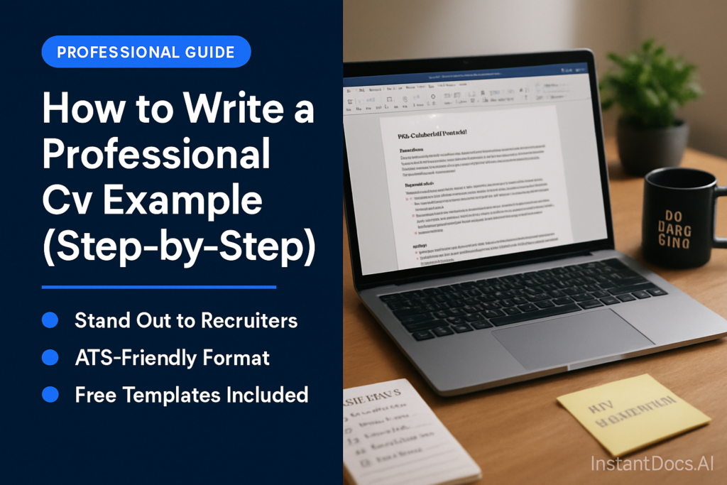 professional CV example - professional template and example guide