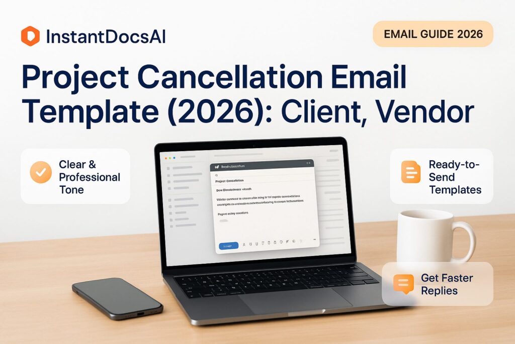 Project cancellation email template for clients, vendors and internal teams