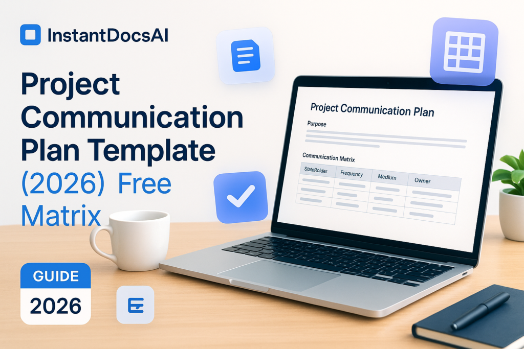 Project Communication Plan Template (2026): Free Matrix, Examples & Generator — InstantDocsAI professional guide with templates and examples