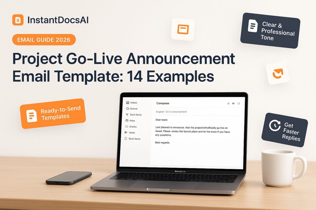 Project go-live announcement email template for communicating a successful launch