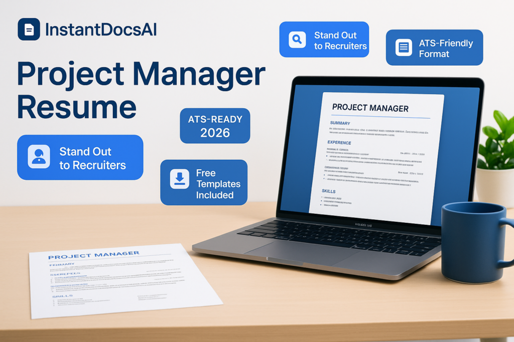Project Manager Resume Example: Templates & Examples (2026) 2 Project Manager Resume — InstantDocsAI professional guide with templates and examples