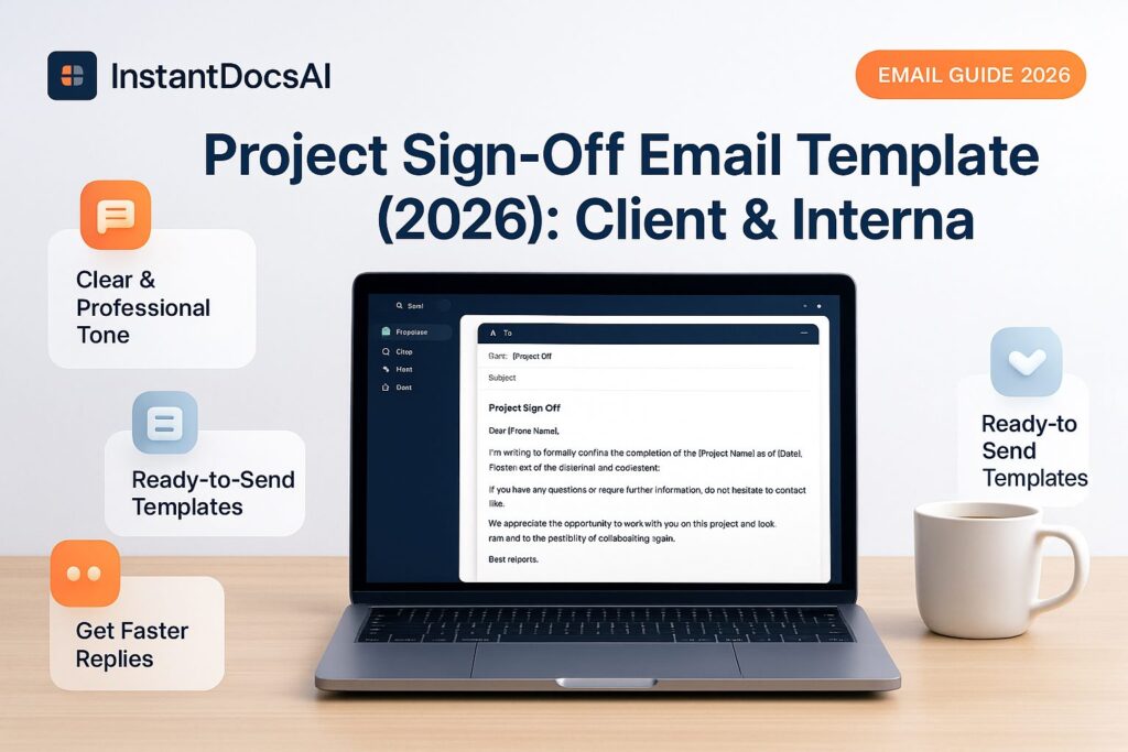 Project sign-off email template for client and internal approval