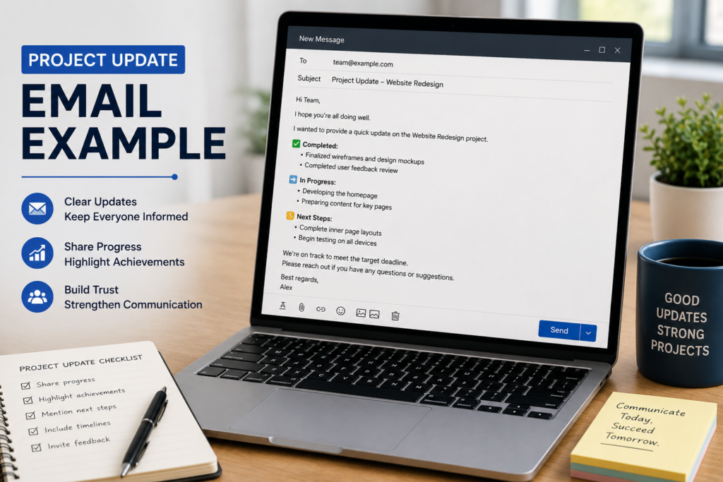 project update email example for team and remote work