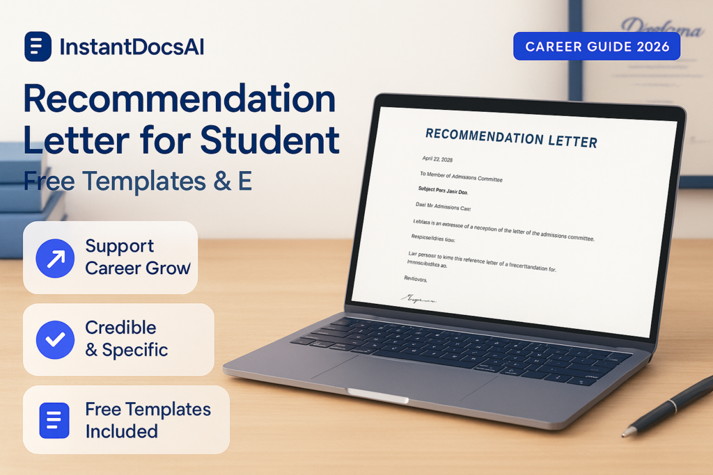 recommendation letter for student — InstantDocsAI professional guide with templates and examples