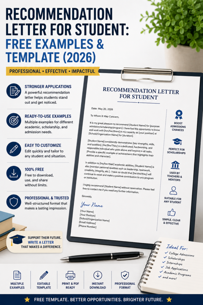 recommendation letter for student