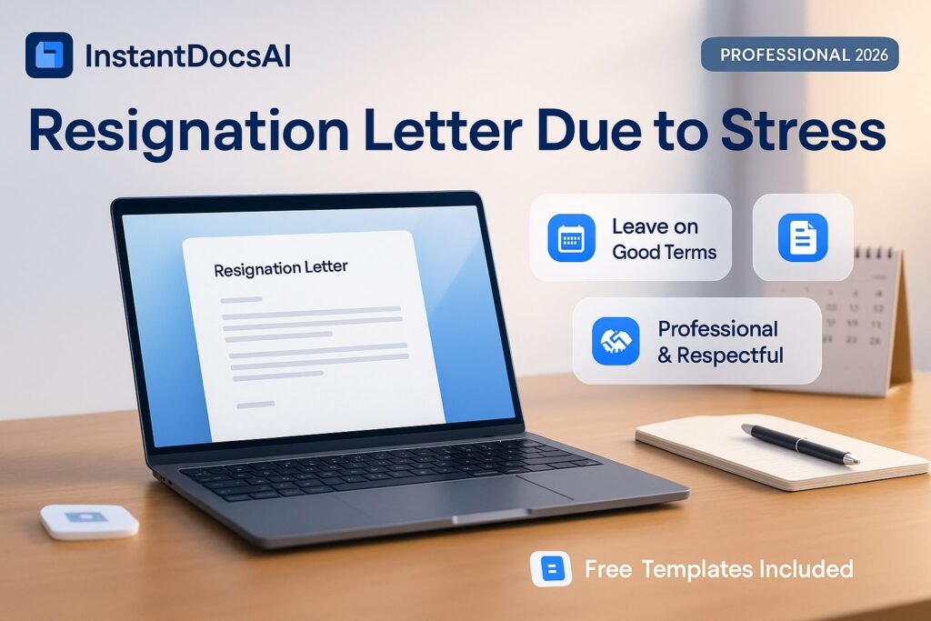 Resignation letter example for leaving a job due to stress