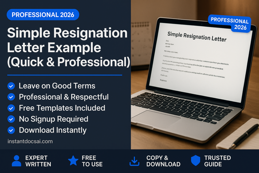 Simple Resignation Letter — professional guide, templates and examples