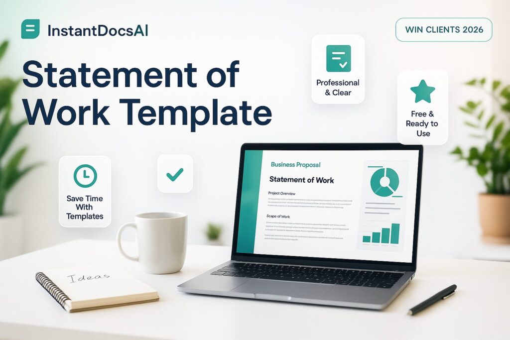 Statement of work template with project scope, deliverables and terms