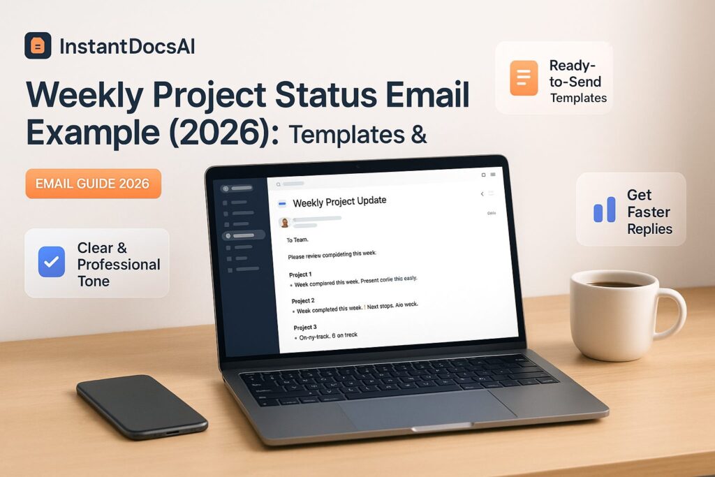 Weekly project status email example with update templates and reporting guidance