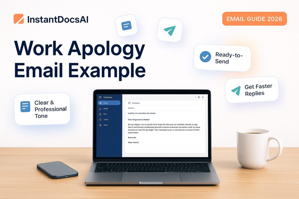 Professional work apology email example for acknowledging a workplace mistake